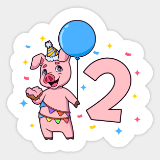 I am 2 with pig - kids birthday 2 years old Sticker